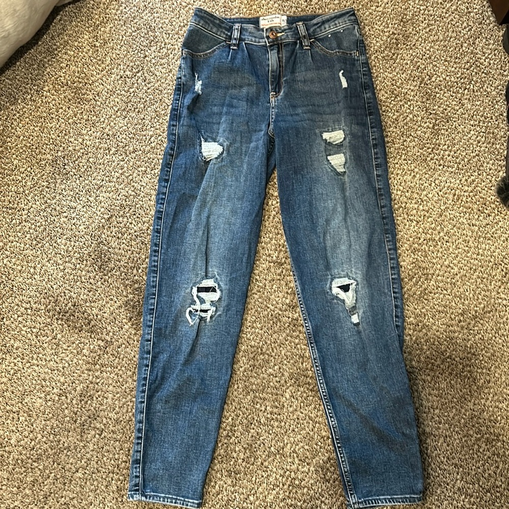 AF Kids distressed jeans. High rise mini mom jeans.